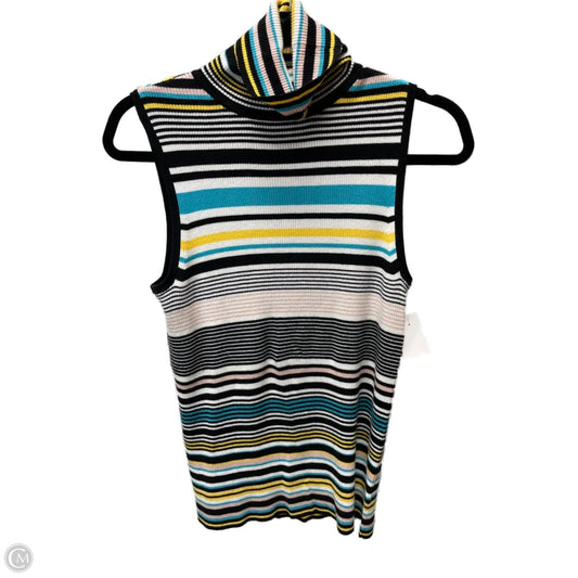 Sweater Short Sleeve By Liz Claiborne In Striped Pattern, Size: M