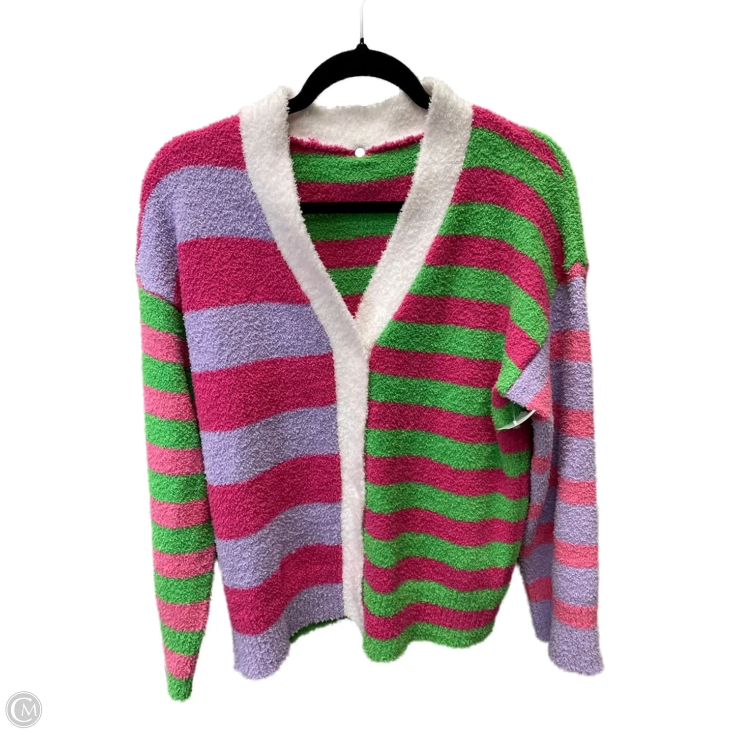 Sweater Cardigan By Clothes Mentor In Striped Pattern, Size: M