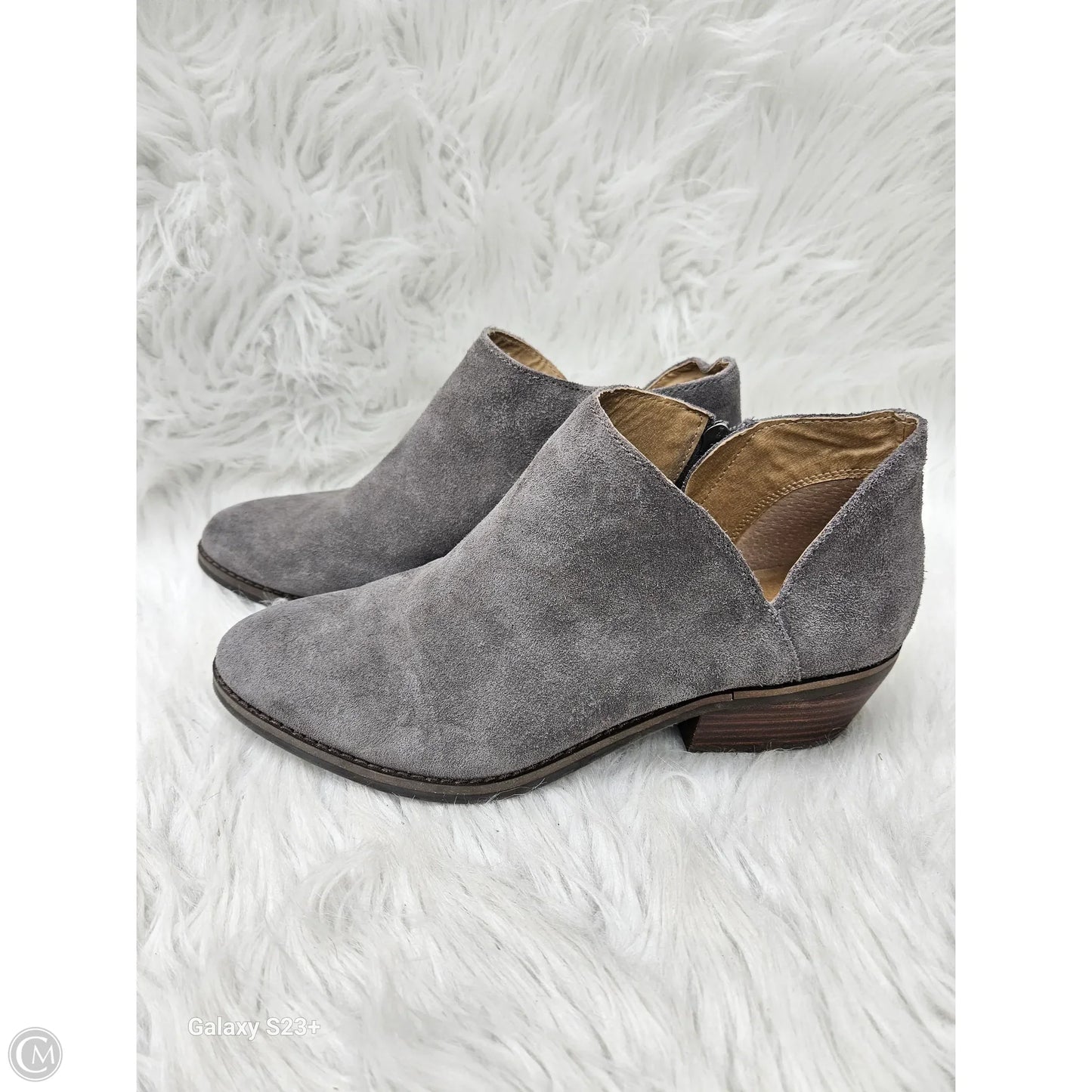 Boots Leather By Lucky Brand In Grey, Size: 8.5