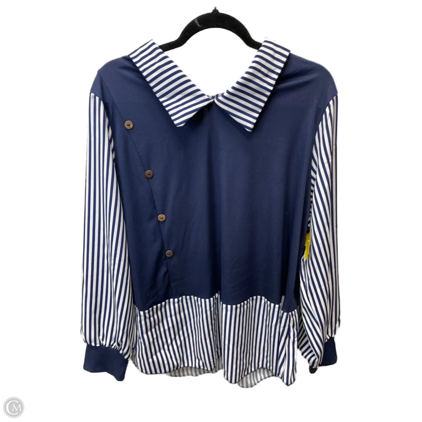 Top Long Sleeve By Shein In Navy, Size: 2x