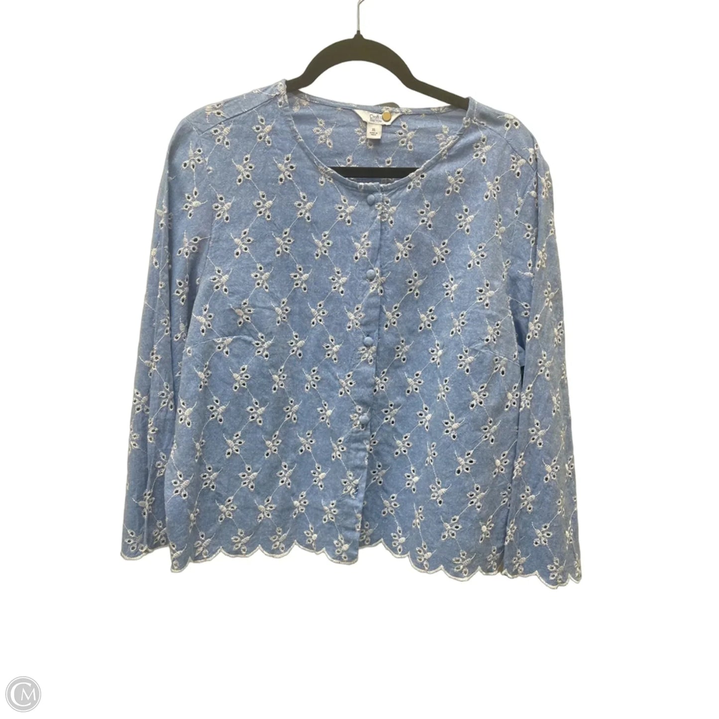 Cardigan By Croft And Barrow In Blue & White, Size: Xl