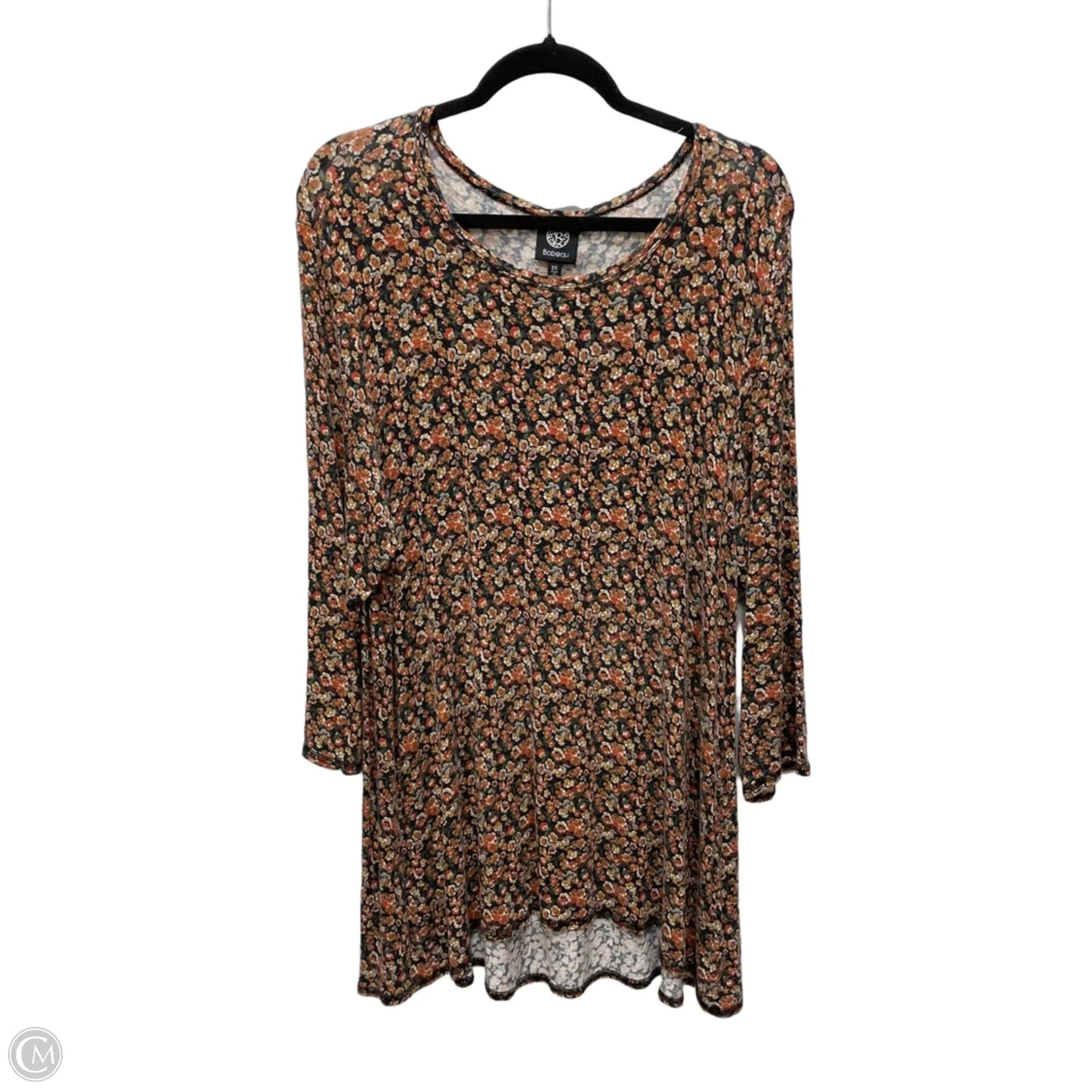 Tunic 3/4 Sleeve By Bobeau In Floral Print, Size: 2x