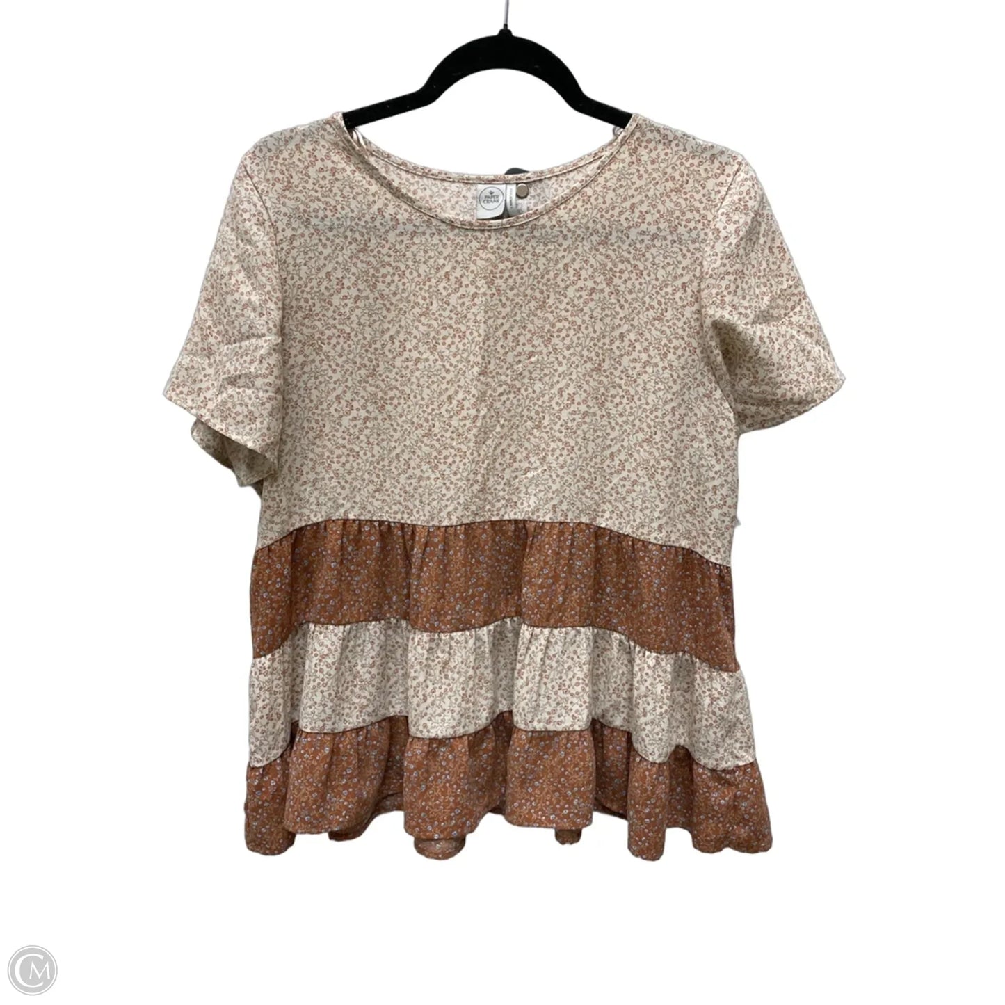 Top Short Sleeve By Paper Crane In Floral Print, Size: L