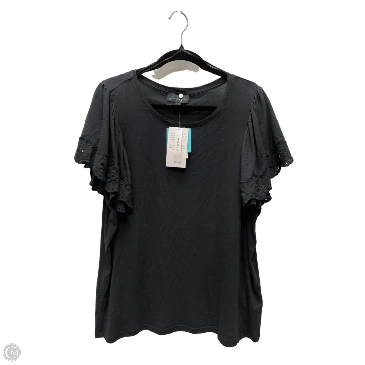 Top Short Sleeve By Clothes Mentor In Black, Size: 1x