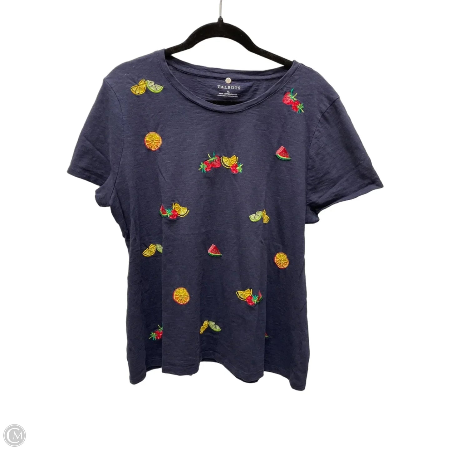 Top Short Sleeve Basic By Talbots In Navy, Size: Xl