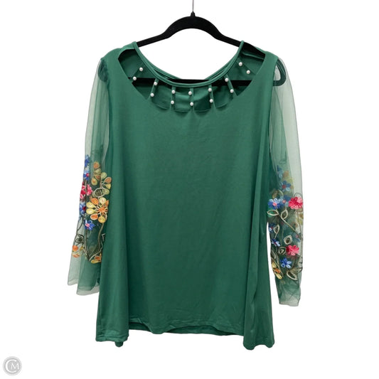 Top Long Sleeve By Shein In Green, Size: 2x
