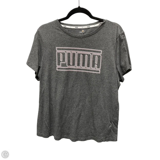 Athletic Top Short Sleeve By Puma In Grey, Size: Xl