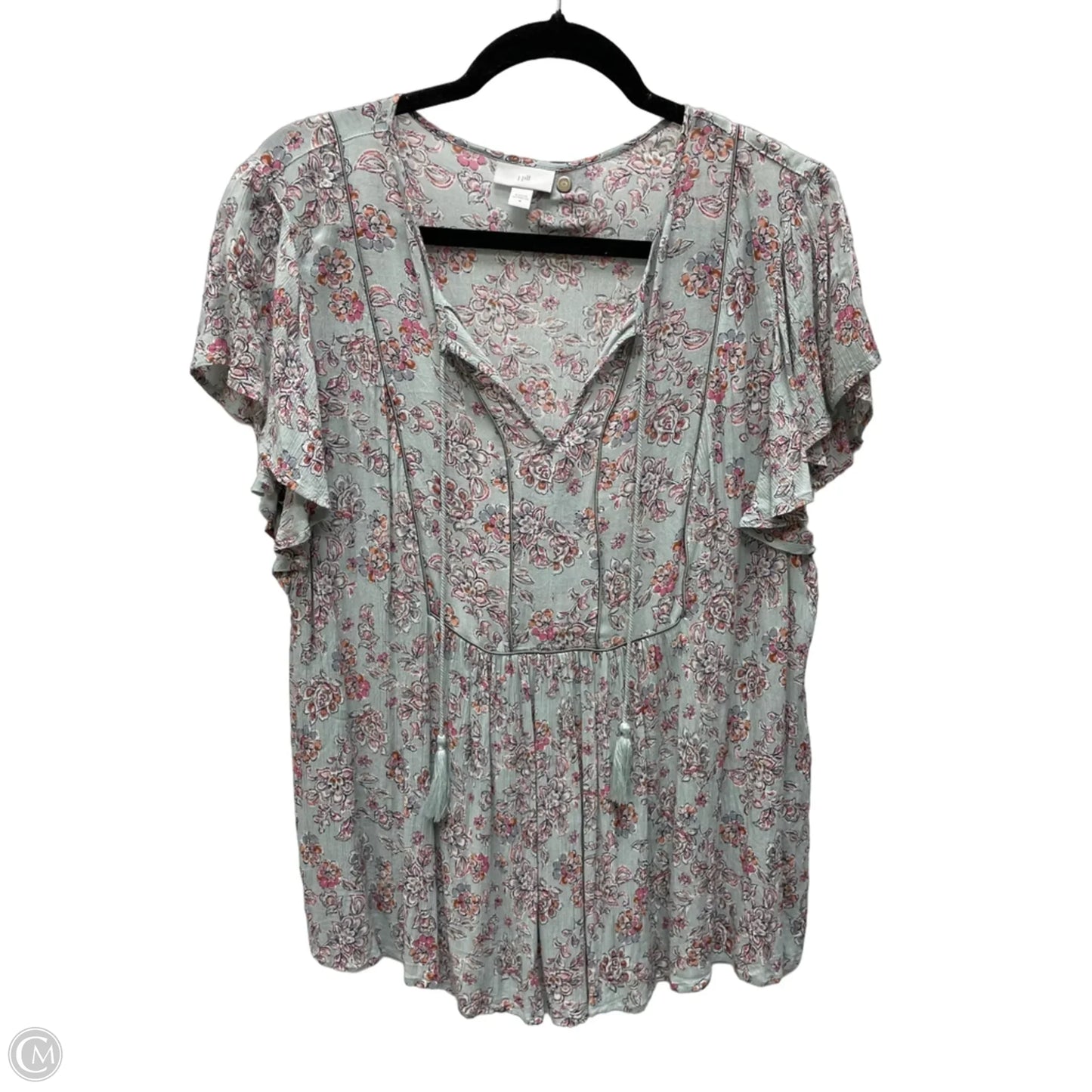 Blouse Short Sleeve By J. Jill In Floral Print, Size: M
