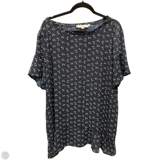 Blouse Short Sleeve By Loft In Navy, Size: 1x