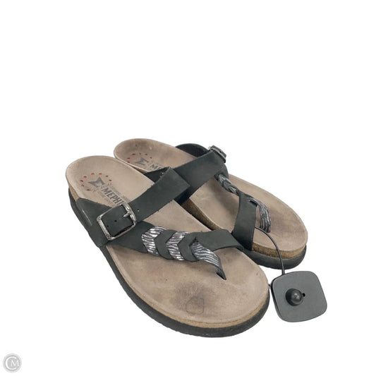 Sandals Flats By Mephisto In Black & Silver, Size: 7