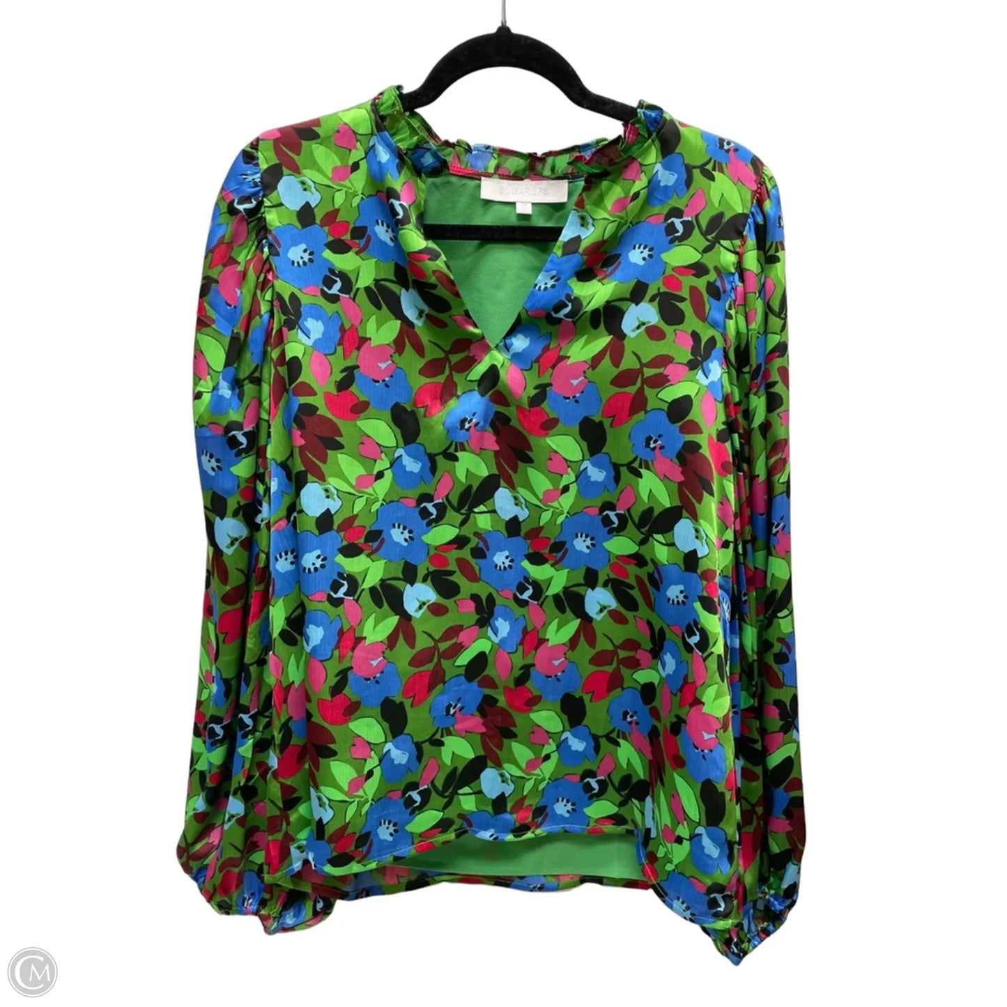 Blouse Long Sleeve By Sugar Lips In Floral Print, Size: M