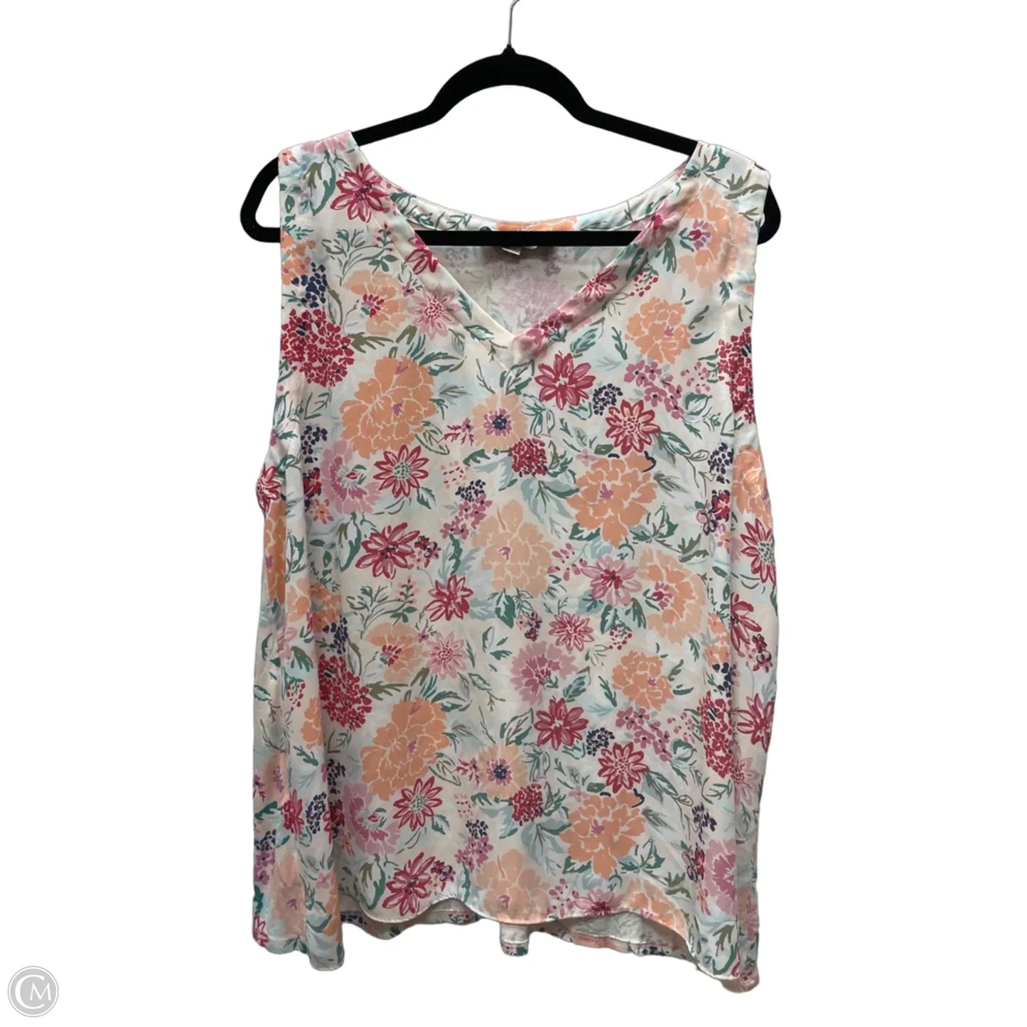 Top Sleeveless By Loft In Floral Print, Size: 2x