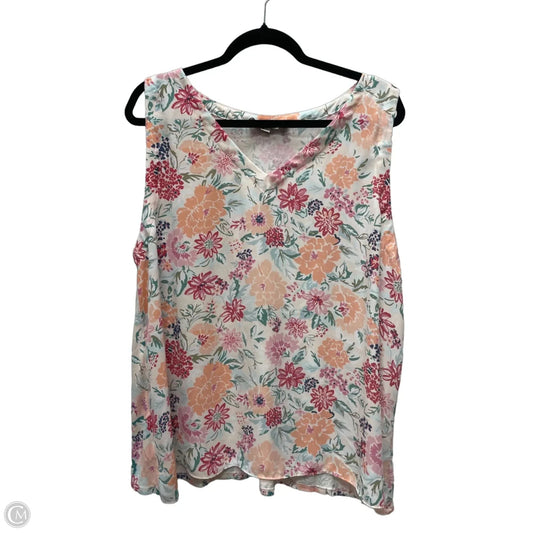 Top Sleeveless By Loft In Floral Print, Size: 2x