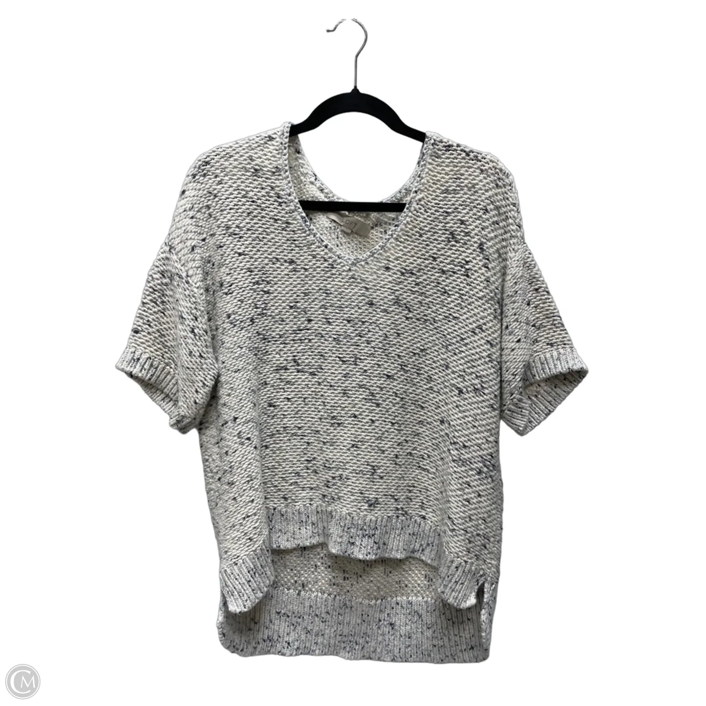 Sweater Short Sleeve By Loft In Blue & Cream, Size: L