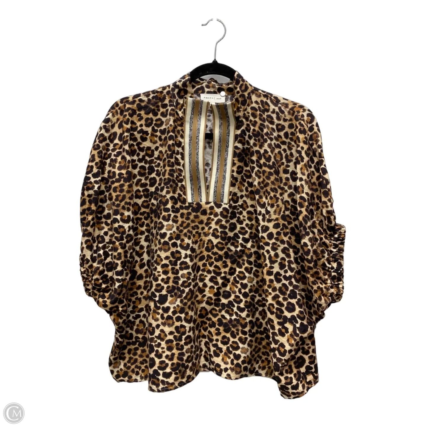 Blouse Short Sleeve By Entro In Animal Print, Size: S