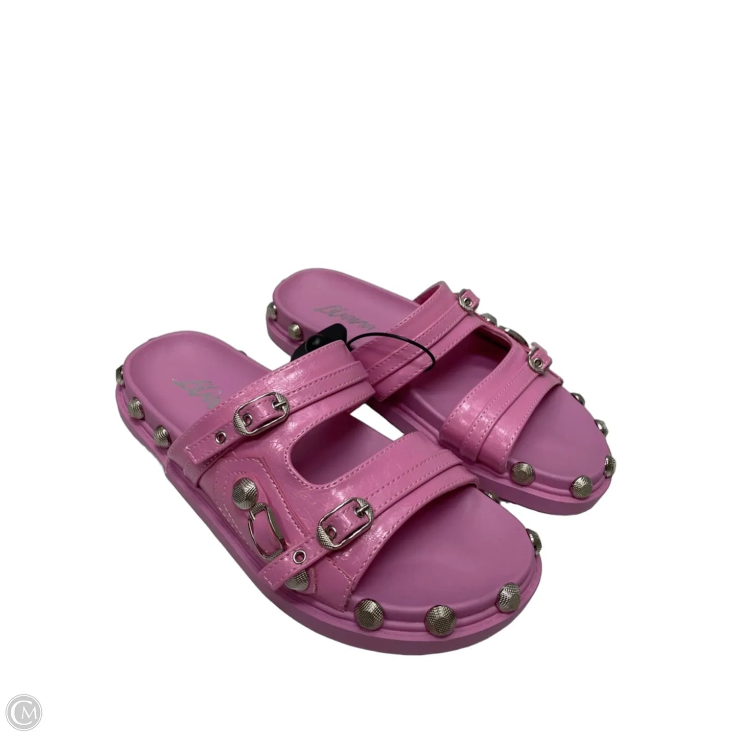 Sandals Flats By Liliana In Pink & Silver, Size: 8
