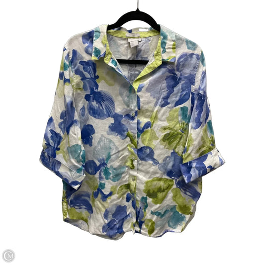 Blouse 3/4 Sleeve By Chicos In Floral Print, Size: L