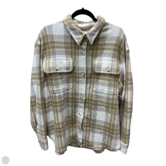 Jacket Fleece By American Eagle In Plaid Pattern, Size: L
