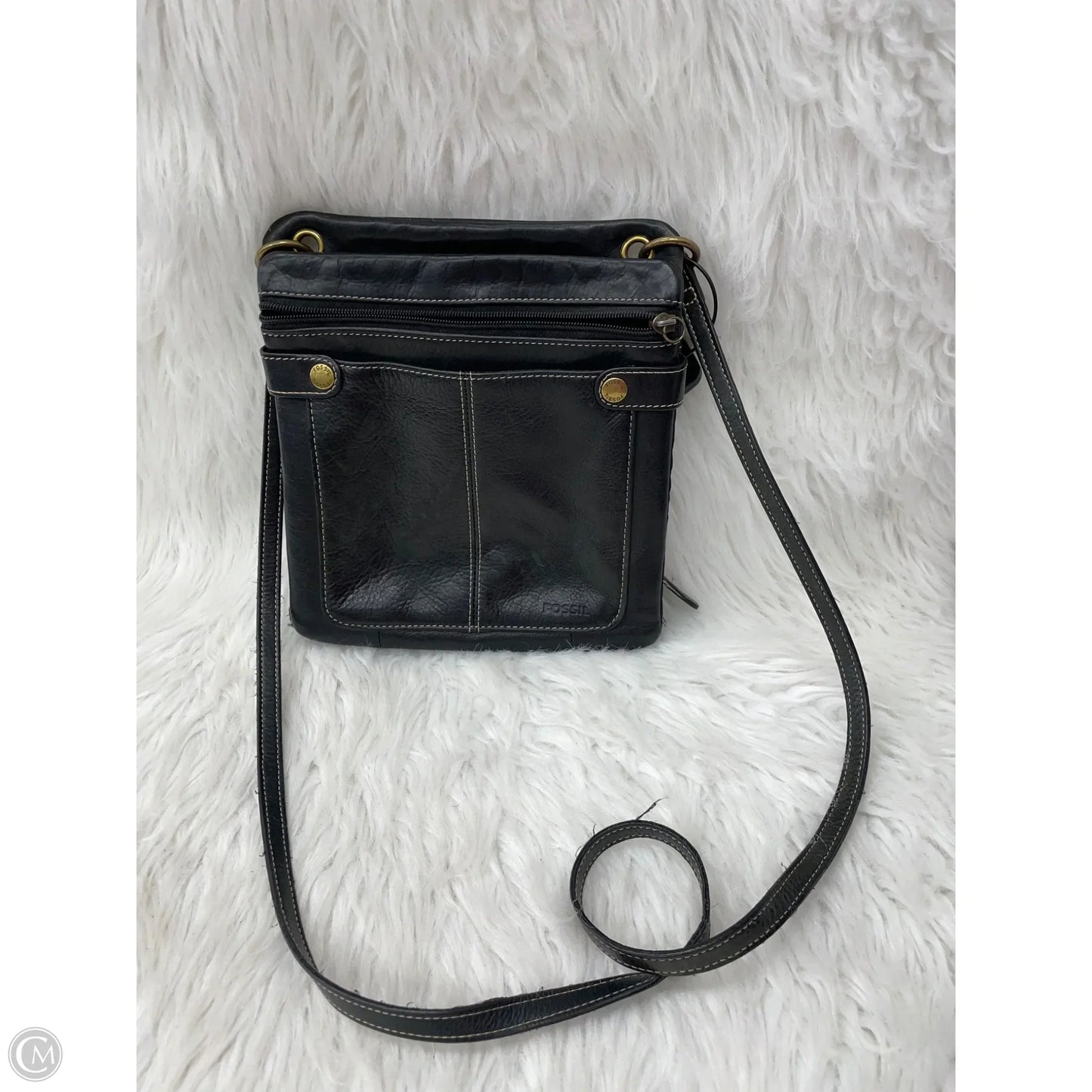 Crossbody Leather By Fossil, Size: Medium