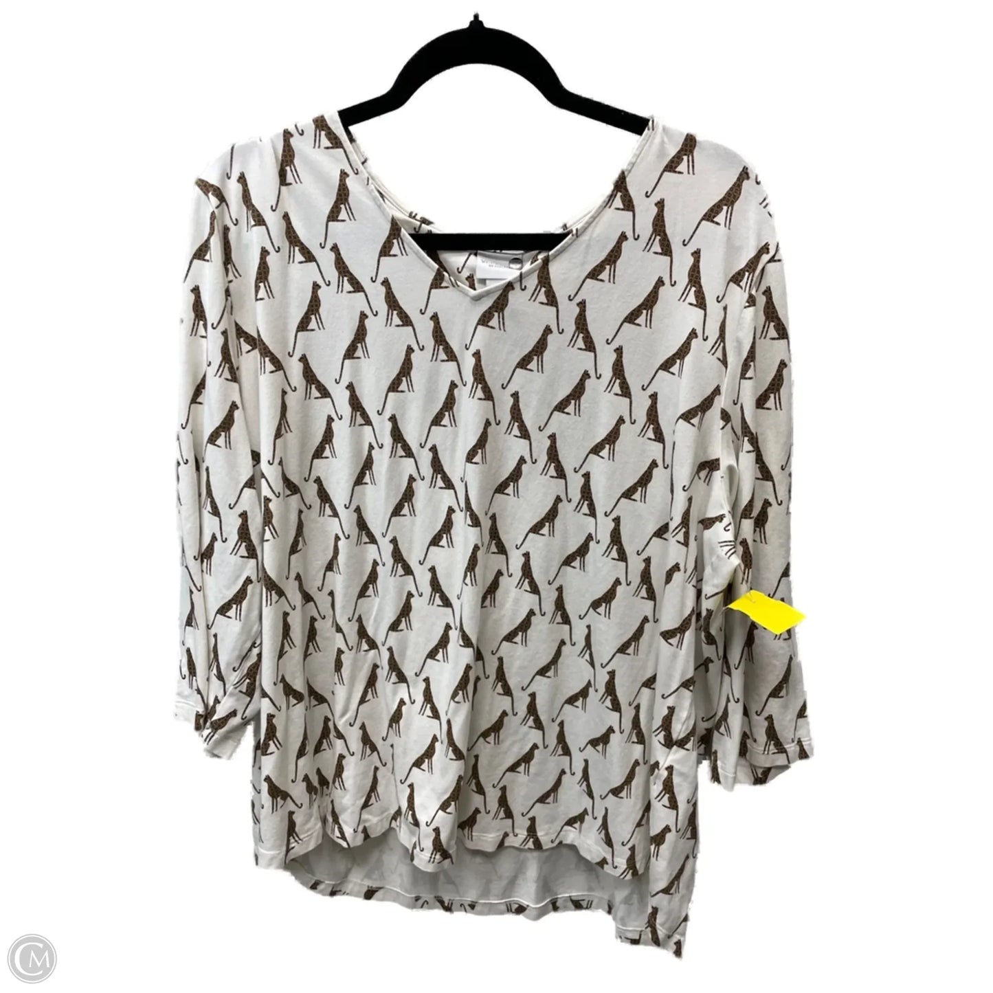 Top 3/4 Sleeve By Chicos In Cream, Size: 2x