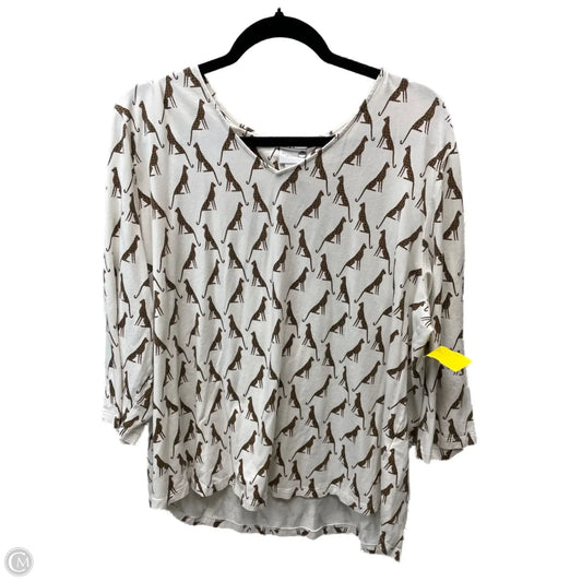 Top 3/4 Sleeve By Chicos In Cream, Size: 2x