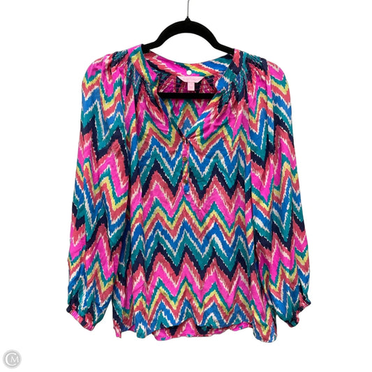 Top Long Sleeve Designer By Lilly Pulitzer In Chevron Pattern, Size: S