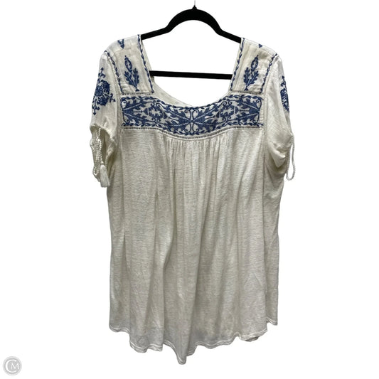 Top Short Sleeve By Lucky Brand In Cream, Size: 3x
