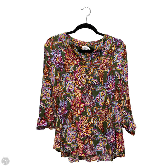 Top Long Sleeve By Kim Rogers In Floral Print, Size: 2x