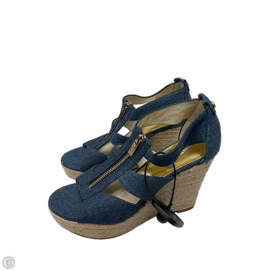 Sandals Heels Wedge By Michael By Michael Kors In Blue Denim, Size: 7