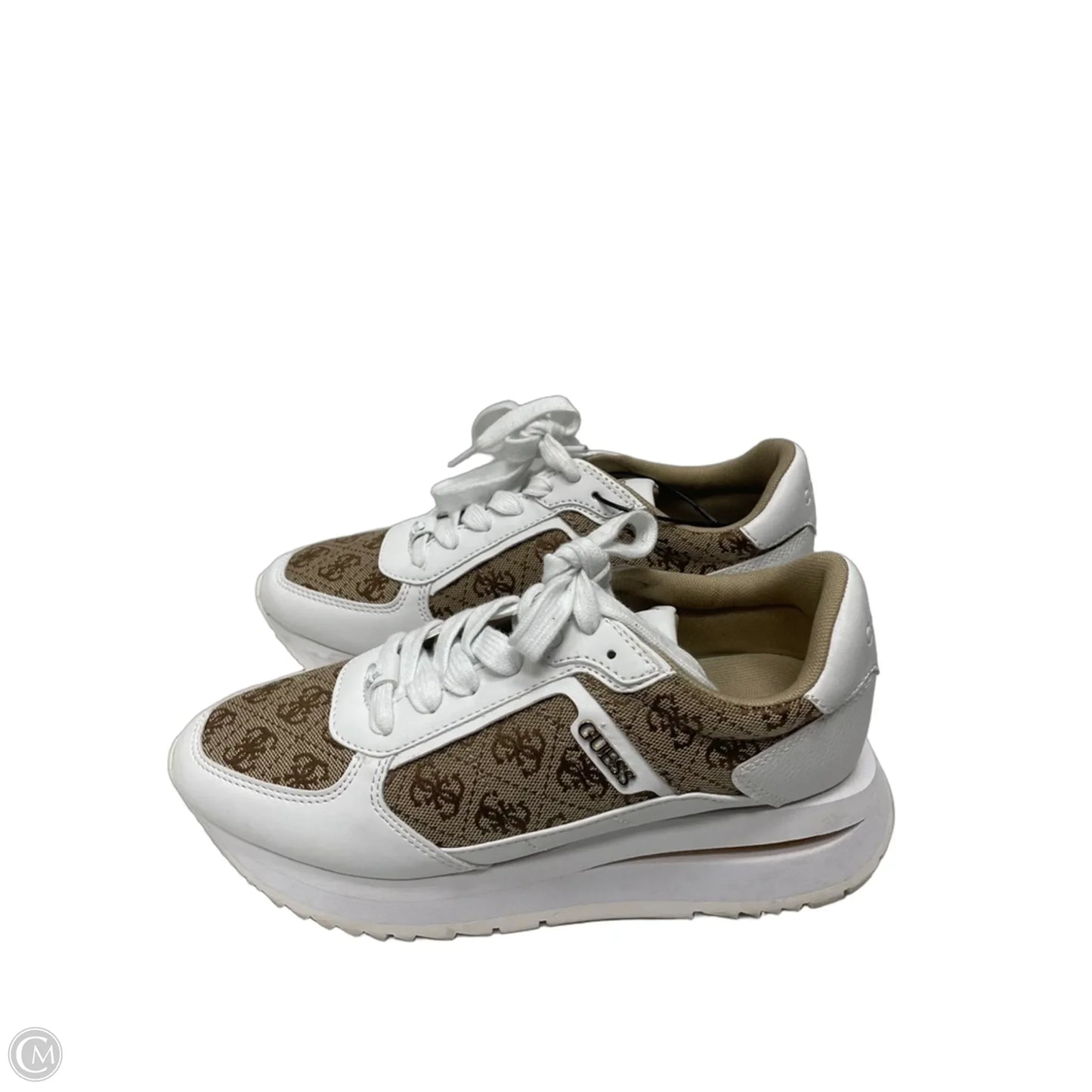 Shoes Sneakers By Guess In Brown & White, Size: 7