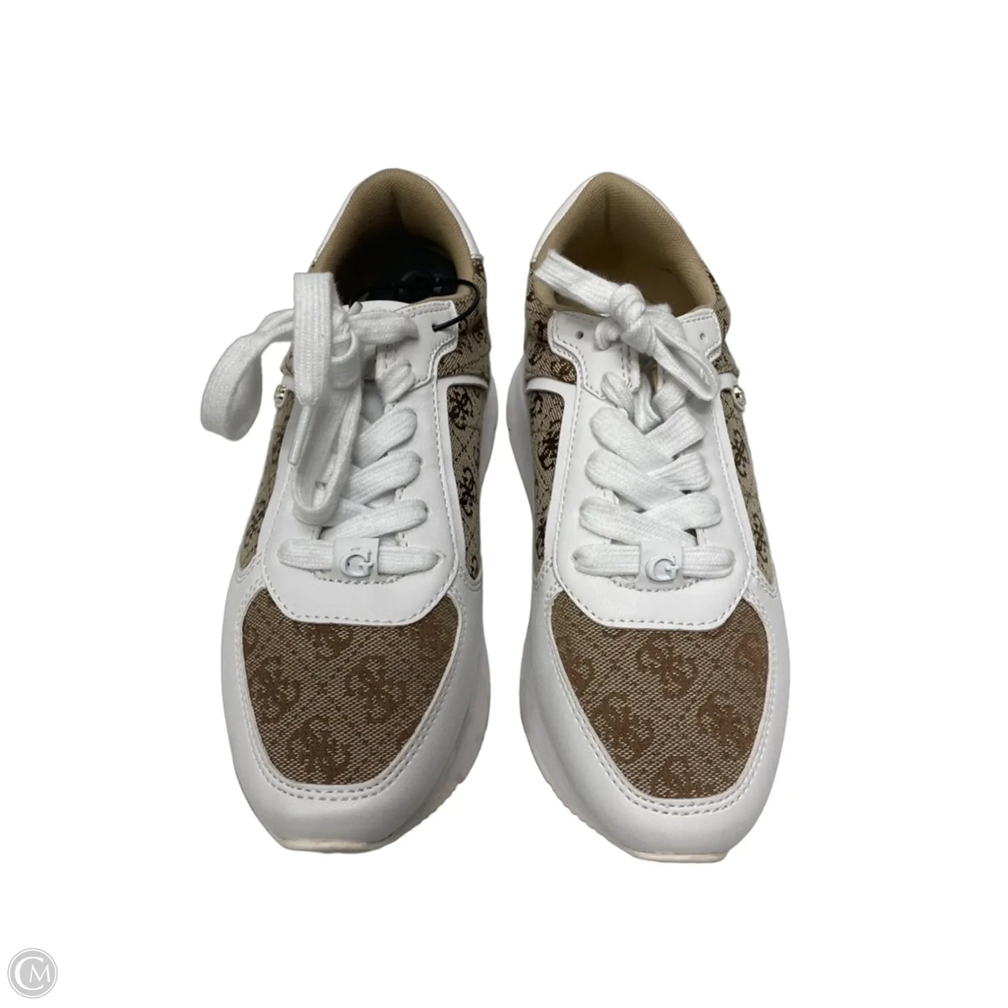 Shoes Sneakers By Guess In Brown & White, Size: 7