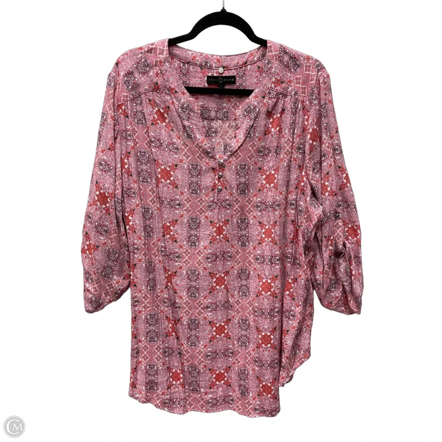 Top Long Sleeve By Fred David In Geometric Pattern, Size: 2x