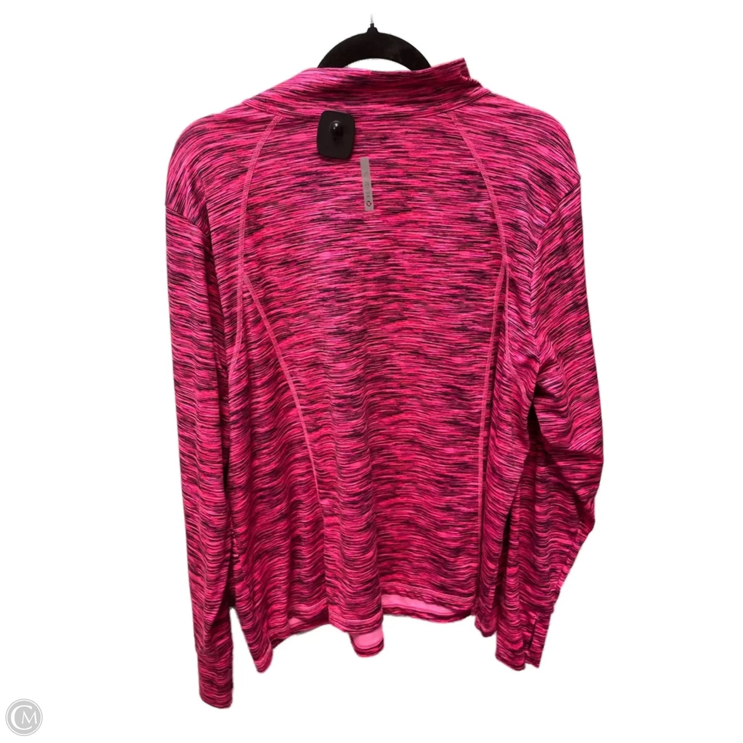 Athletic Top Long Sleeve Collar By Xersion In Black & Pink, Size: 3x