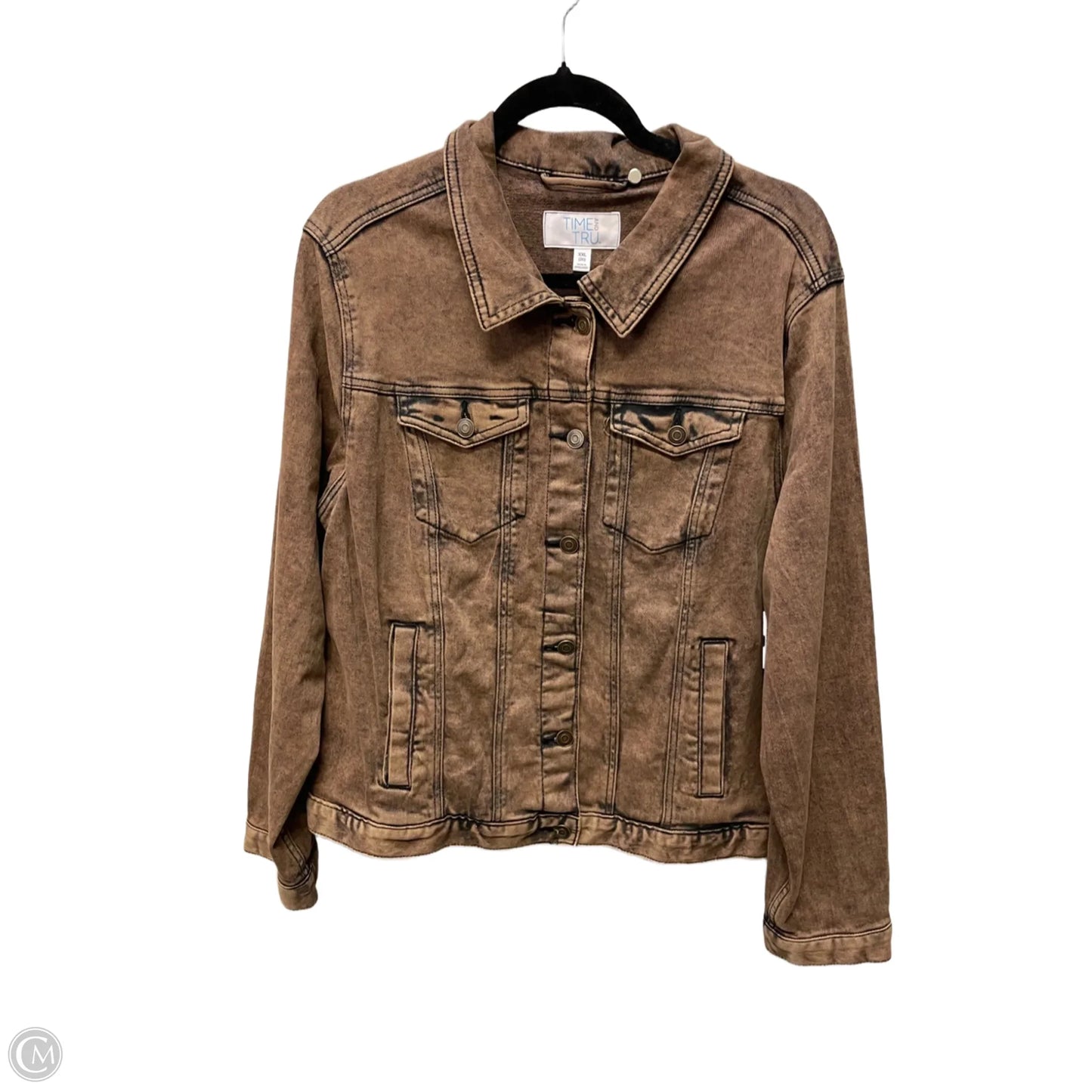 Jacket Denim By Time And Tru In Brown, Size: 2x