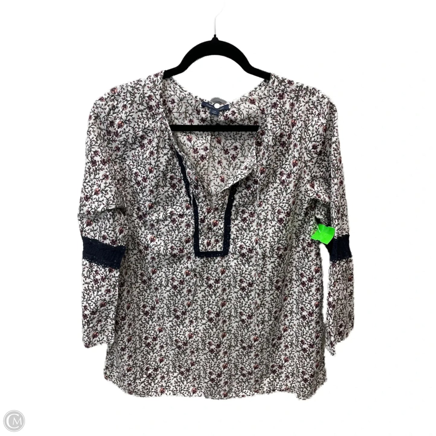 Top 3/4 Sleeve By Tommy Hilfiger In Floral Print, Size: L