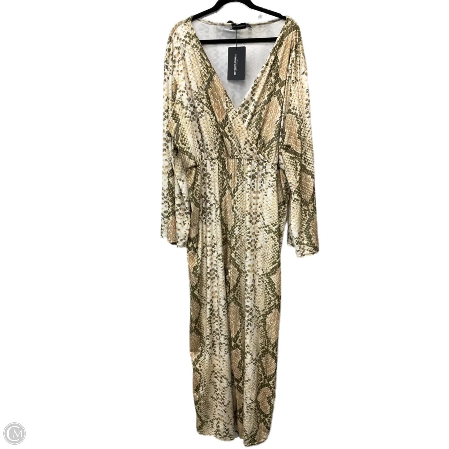 Jumpsuit By Pretty Little Thing In Green & Tan, Size: 3x