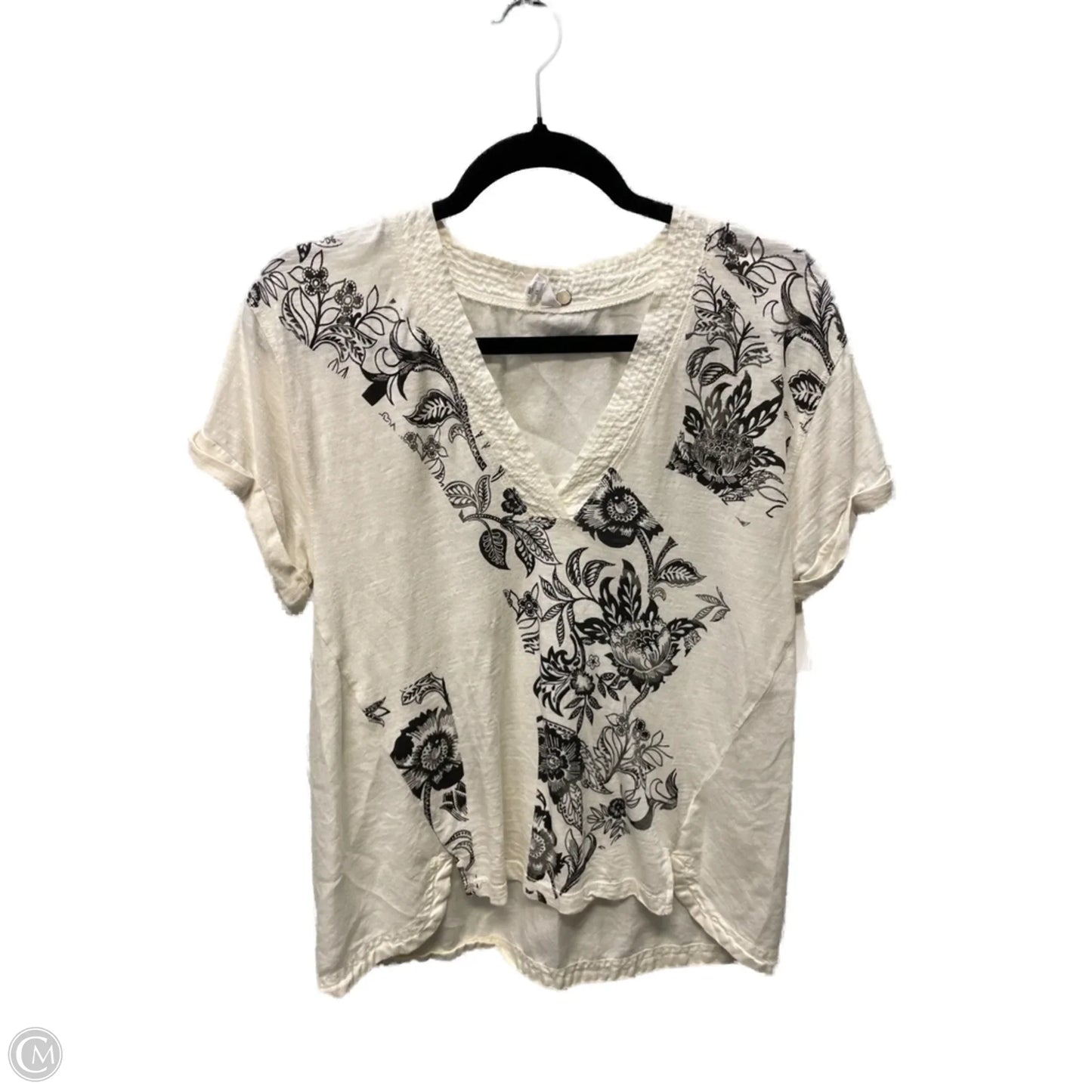 Top Short Sleeve By Daily Practice By Anthropologie In Black & Cream, Size: Xs