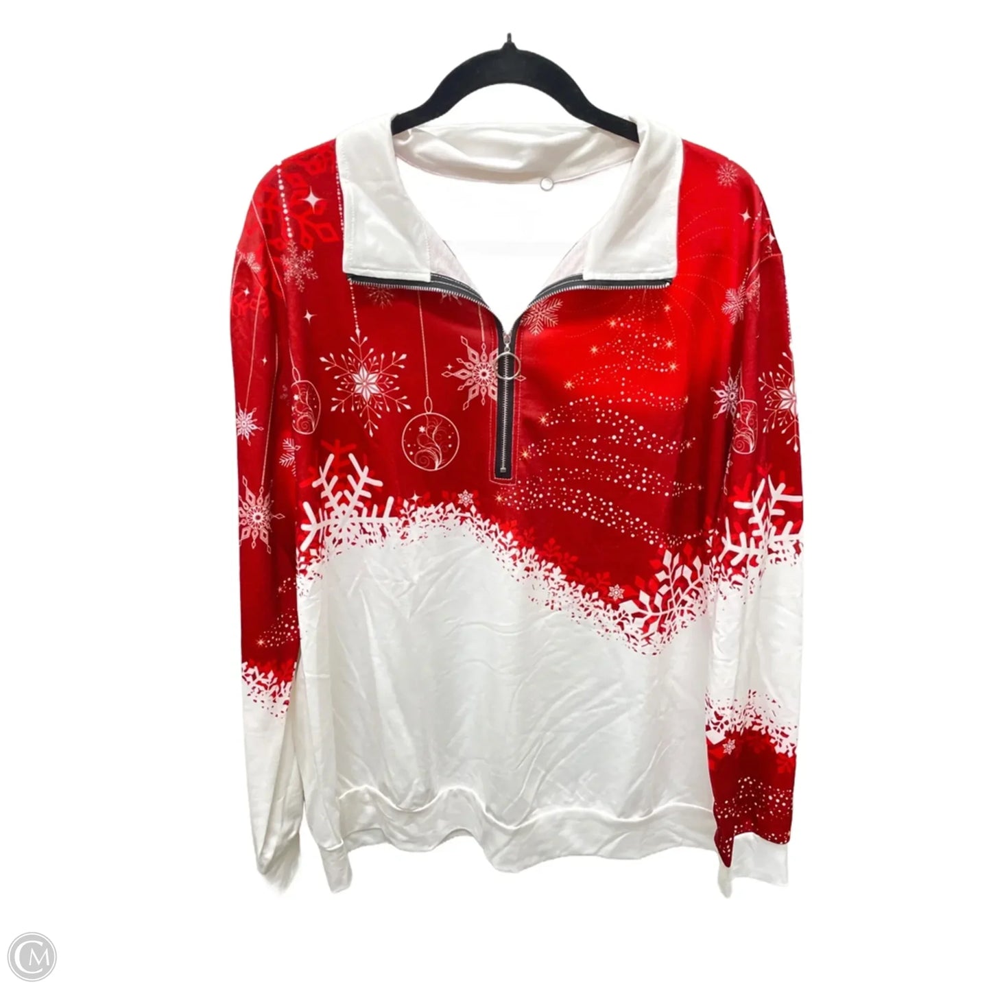 Jacket Shirt By Clothes Mentor In Red & White, Size: 1x