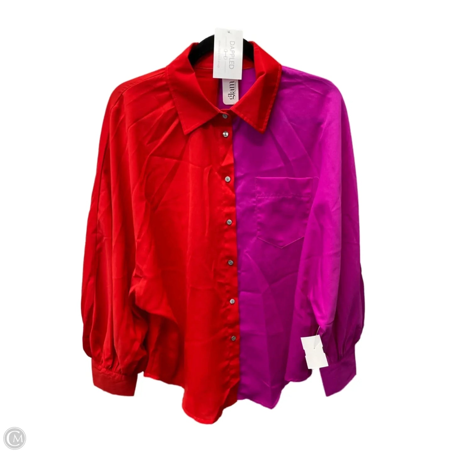 Top Short Sleeve By Glam In Purple & Red, Size: M