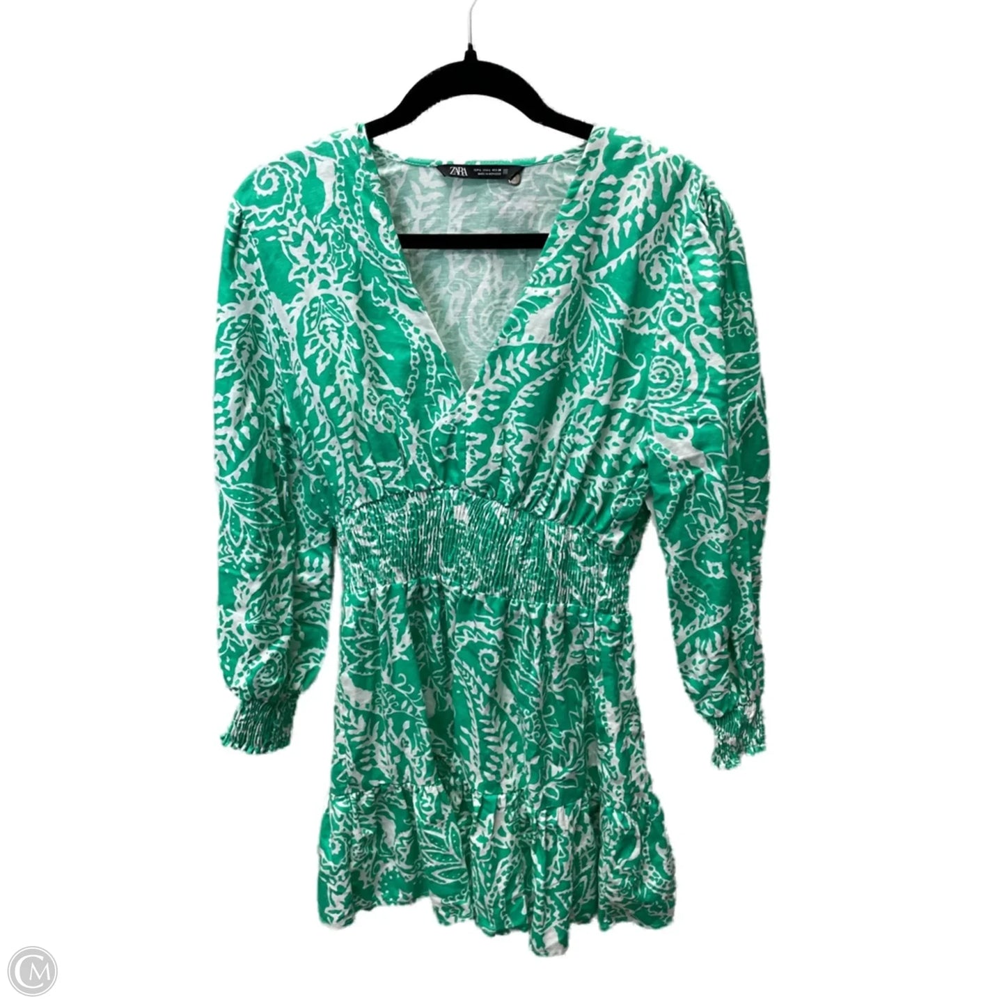 Dress Casual Short By Zara In Green & White, Size: L