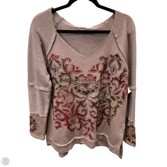 Top Long Sleeve By Soft Surroundings In Brown & Red, Size: M