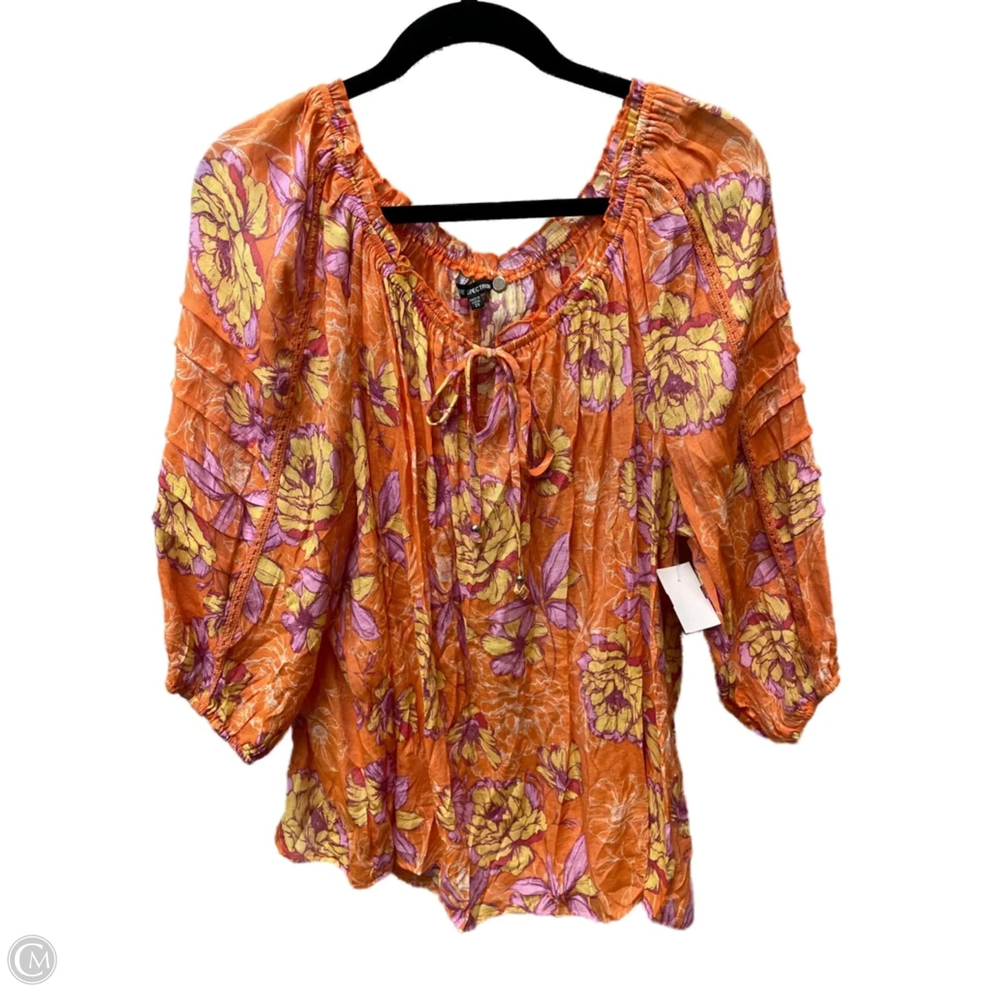 Top 3/4 Sleeve By Unique Spectrum In Floral Print, Size: 2x