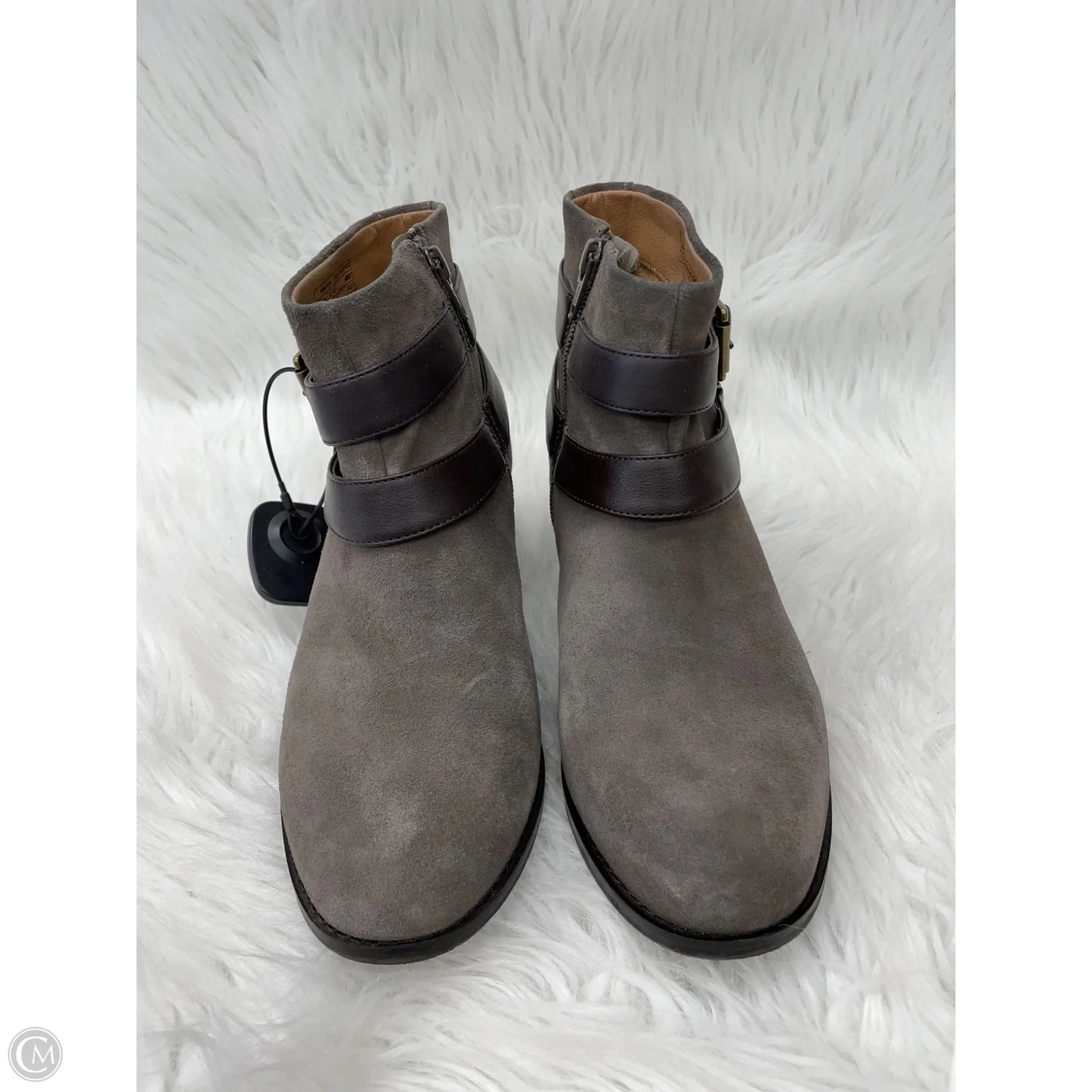 Boots Ankle Heels By Vionic In Brown & Grey, Size: 7.5