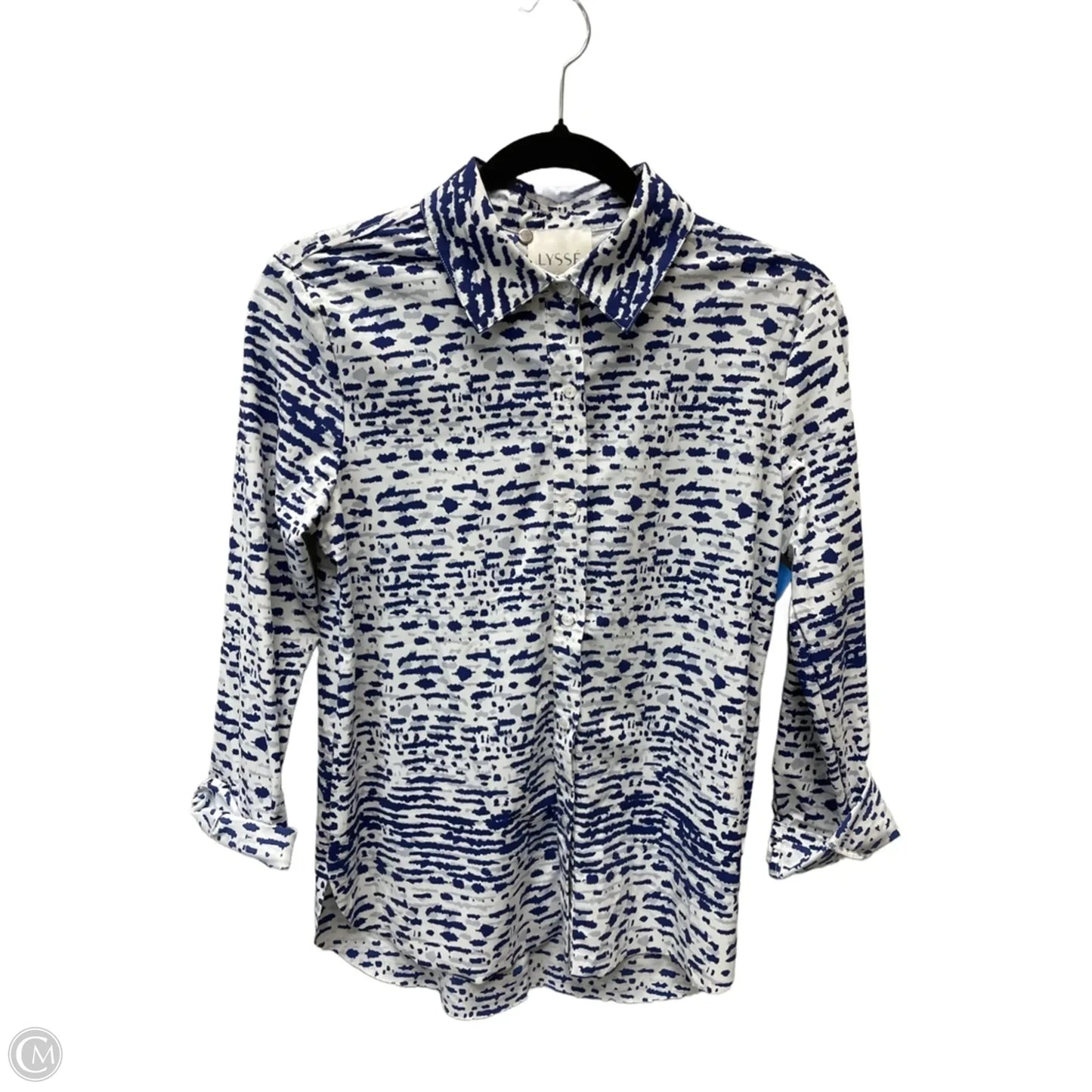 Top Long Sleeve By Lysse In Blue & White, Size: Xs