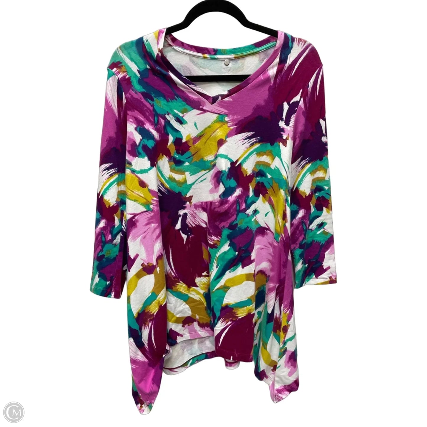 Top Long Sleeve By Anne Klein In Green & Purple, Size: S