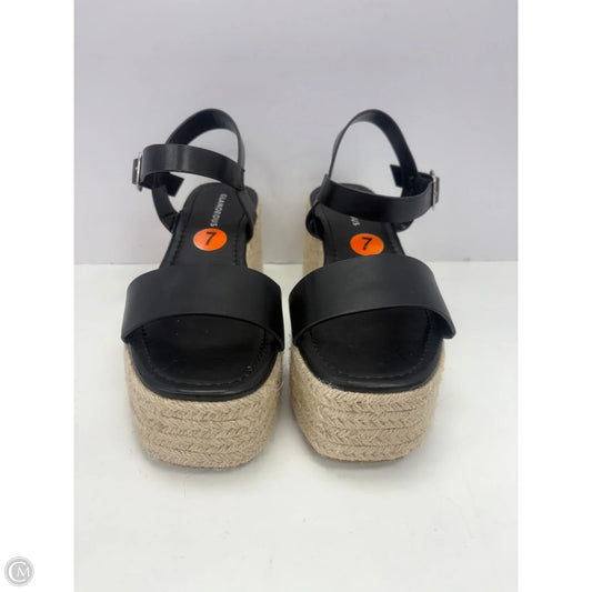 Sandals Heels Wedge By Glamorous In Black, Size: 7
