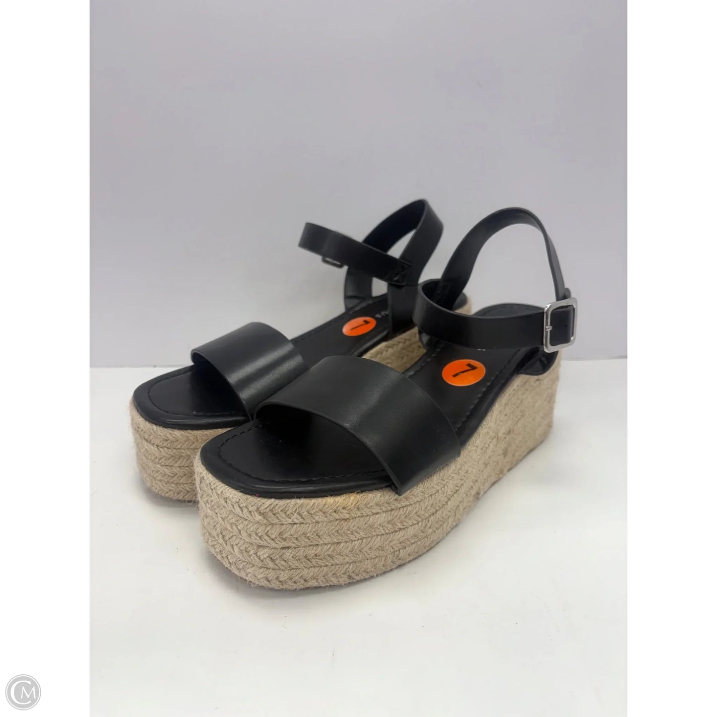 Sandals Heels Wedge By Glamorous In Black, Size: 7