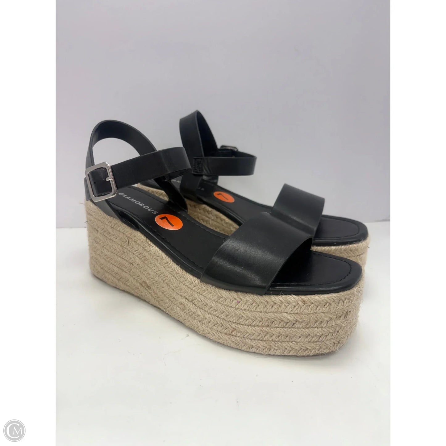 Sandals Heels Wedge By Glamorous In Black, Size: 7