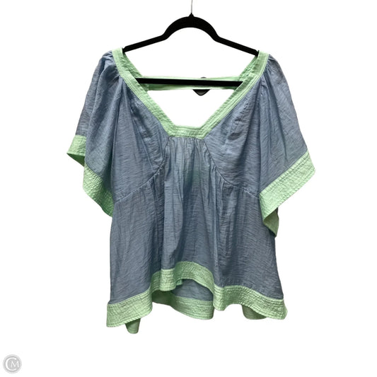 Top Short Sleeve By Anthropologie In Blue & Green, Size: Xl
