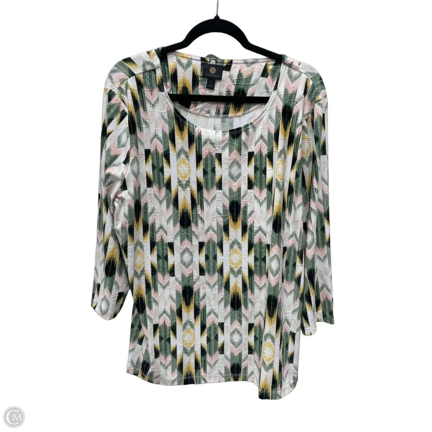 Top Long Sleeve By Jm Collections In Green & Pink, Size: 2x